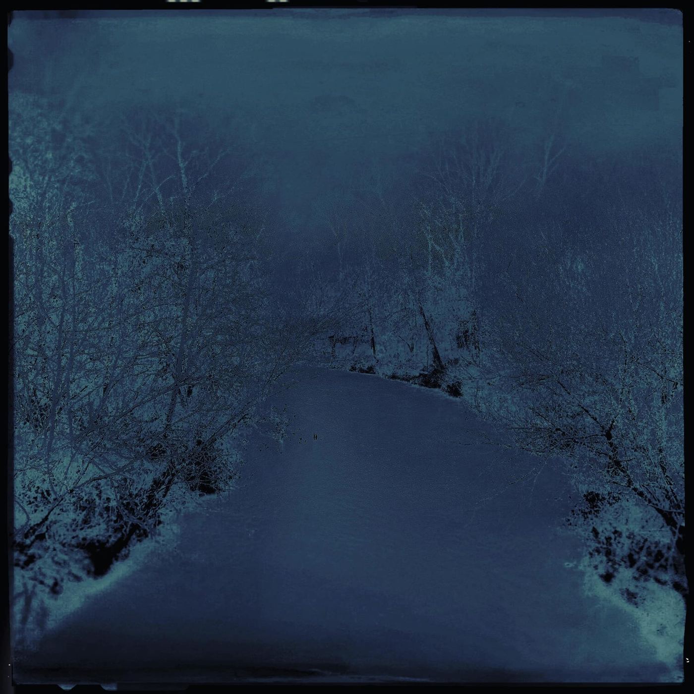 A snowy creek in blue